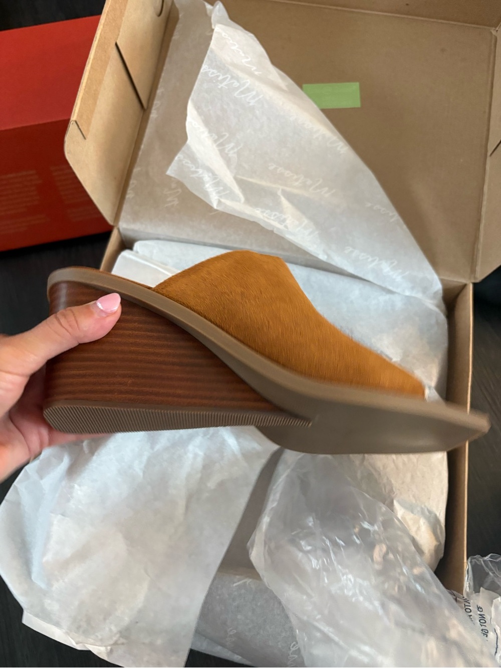 Anthropologie Matisse Suede Open-Toe Mule in Cognac 9 NEW IN BOX - Picture 3 of 9